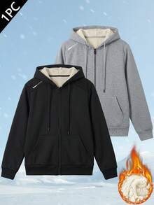 Women's Warm Fleece Lined Hooded Zip-Up Jacket, Winter Sports Fitness Cycling Running & Casual Wear Outerwear - Black - View 11