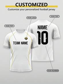 Jersey Sepak Bola Kustom Tim Madrid City Musim La Liga, Logo, Nomor, Nama Tim dan Nama Pemain yang Dipersonalisasi, Hadiah Olahraga yang Dipersonalisasi untuk Perlengkapan Tandang - Putih - View 1