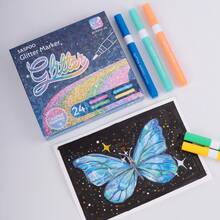 SASPOO 60/48/36/24/12 Colors Glitter Markers, Colorful Markers, Coloring Markers Set, Suitable For Painting, Illustration, Handicrafts, Back To School Season For Coloring Books And Other DIY Projects, Applicable To Paper, Fabric, Wood, Rock, Plastic, Glass, Ceramic, Pumpkin, Metal, Etc., Easter, Thanksgiving, Halloween, Christmas Gifts And Supplies - Multicolor - View 3