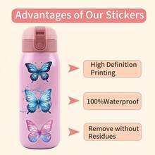 60PCS Transparent PET Butterfly Stickers, A Set Of Vibrant And Colorful Beautiful Stickers, Suitable For All Kinds Of Holidays, Party, Laptops, Tablet, Skateboards, Journals, Scrapbooks, Water Bottles - Butterfly - View 9