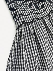 Girls 2pcs Set Dress And Jacket, Plaid College Style, Colorblock Ruffle Peter Pan Collar, Autumn Back To School Outfit - Multicolor - View 5