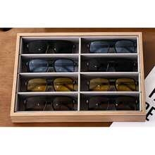 Walnut Wood Eyeglass Storage Box, 8-Slot Eyeglass Storage Tray, High-End Eyeglass Storage Box With Lid, Fashion Eyeglass Storage Tray - Glasses Storage - View 1