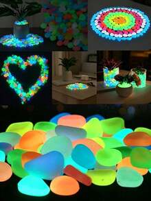 2cm Colorful Glow Stones, Luminous Stones Garden Accessories Micro Landscape Aquarium Decoration Outdoor Yard Lawn Set, Yard And Path Decoration Luminous Garden Pebbles, Wedding Decoration, Summer Decoration, Fairy Tale Outdoor Gardening Bonsai Decoration, Garden Decoration Luminous Stones, Vase Filler, Luminous Stones 50pcs/100pcs - Multicolor - View 6