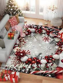 Christmas Colorful Ball Print Doormat, Non-Slip, Absorbent, Easy To Clean, Rectangular Entryway Mat, Christmas Winter Holiday Decor Foot Mat - Multicolor - View 5