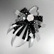 1pc Polka Dot Satin Ribbon Lace Rose Heart Multi-Layer Bow Bag Charm, Anime Cosplay Concert Fan Support Convention Lolita Ita Bag Accessory, Handmade Mass-Produced Jirai-Kei Angel Style Support Color Decoration Peripheral - A - View 13
