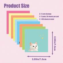 3pcs Cross-Border Cartoon Cat Sticky Notes, Memo Pad Stickers, Adhesive Removable Reusable - Random - View 2