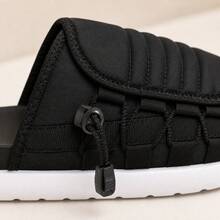 Chinelo Slide Masculino Ajustável Acolchoado Preto Solado Branco - Preto - Visão 4