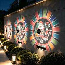 1/2/4PCS Solar Powered Santa Claus Projection Wall Light, Holiday Lighting Solar Garden Lamp, Light Sensing Function LED Decorative Light, Waterproof Santa Claus Pattern Landscape Projection Light, Detachable And Replaceable Film Design, Automatic Night Sensing Decorative Light, Garden Patio Villa, Christmas And Holiday Party Decoration - white light - View 3