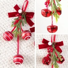 1pc Bowknot Christmas Ball Bell Hanging Ornament, High-End Christmas Door Decoration - Multicolor - View 3