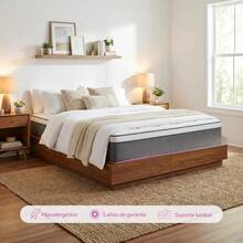 Colchón Individual Híbrido 28 cm 190x100x28 cm | Muelles ensacados + Espuma viscoelástica con Eurotop | Firmeza Media Hipoalergénico y Antiácaros | Colchón en Caja con 5 Años de Garantía | para Dormir Mejor - Blanco - Ver 9