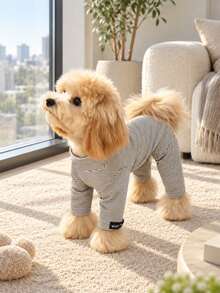 1pc Striped Four-Legged Pet Outfit – A Cozy, Stylish, And Fun Dog Perfect For Autumn; Crafted From Soft, Durable Fabric And Designed Specifically For Your Beloved Pet. - Grey - View 9