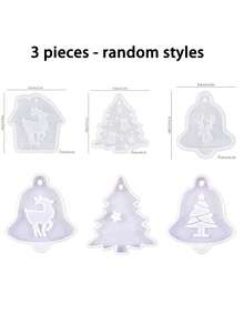 3pcs/Set Resin Silicone Mold DIY Epoxy Resin Mold, Christmas Tree Pendant Tag Bell Keychain Silicone Mold, Christmas Decoration - A - View 10