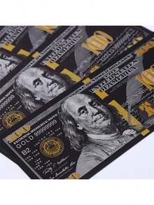 2026-1pc Black & Gold 100 Amount Gold Foil Currency Commemorative Coin, Double-Sided Colorful Dollar Commemorative Card - Birthday Gift - Graduation Gift - Halloween Gift - Christmas Gift - Gift - Multicolor - View 2