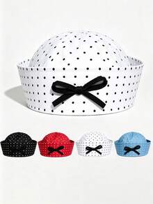 1pc New Bow Tie Nautical Cap, Cute Sun Protection Hat For Women, Summer Outdoor Sailor Hat, Large Head Circumference Beret - Multicolor - View 8