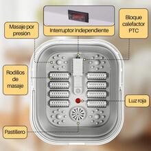 Bañera para Pies Plegable Portátil, 45°C Calefacción, Burbujas + Rodillos, Cabe en Cualquier Lugar, con Kit de Pedicura – Ideal para Viajes, Camping o Apartamentos Pequeños - Gris Claro - Ver 3