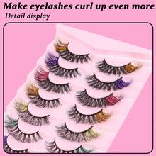 Fake Eyelashes, Colored Lashes Mink Eyelash With Color On End, 8 Pairs Fluffy Long Thick Colorful False Lash, 3d D Curl Salon Extensions Strip, Full Curly Eyelash Cat Fox Eye Lashes Pack For Christmas & Halloween - Multicolor - View 2