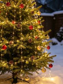 1pc Christmas Home Decoration Warm Light Plastic Copper Wire LED String Light, Battery Powered Fairy Light, Suitable For Outdoor Garden Decoration, Camping Decor, Wedding Party, Bedroom Curtain Decor String Light, Christmas Tree Decor String Light - Yellow - View 4