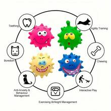 10pcs Squeaky Spiky Latex Puppy Toy Balls, Dog Chew Toys, Interactive Toys For Small And Medium Dogs - Multicolor - View 2