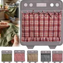 1pc Handmade Farmhouse Style Oven Skirt Cover, Handmade Country Style Oven Curtain, Handmade Oven Cover, Plaid Pattern Blended Fabric Oven Curtain, Can Be Installed To Block Clutter, Suitable For Stoves With Ties, Ruffle Trim Decoration, Home Kitchen Decor - Multicolor - View 17