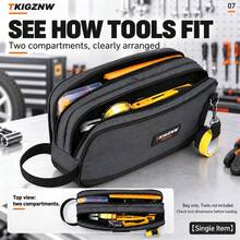 TKIGZNW A017 1pc Portable Dual-Compartment Tool Bag, Polyester Oxford Fabric Handheld Hardware Storage Bag, Suitable For Repairmen, Electricians And Carpenters Projects - Multicolor - View 7