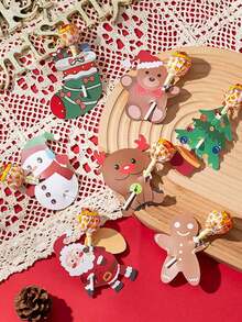 42pcs/126pcs/Pack Christmas Party Gift Candy Cookie Lollipop Decoration Card Paper Cards Party Baking Gift Paper Box Paper Bag Decoration Labels - View 3