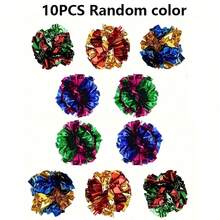 10pcs/5pcs Random Colorful Cat Crinkle Ball Toy, Lightweight & Chewable & Chaseable & Creatively Photoshoot Props, Keeps Pet Active, Also Could Be Used As Ornament & Festival Decoration, Suitable For Home Indoor Use - Multicolor - View 13