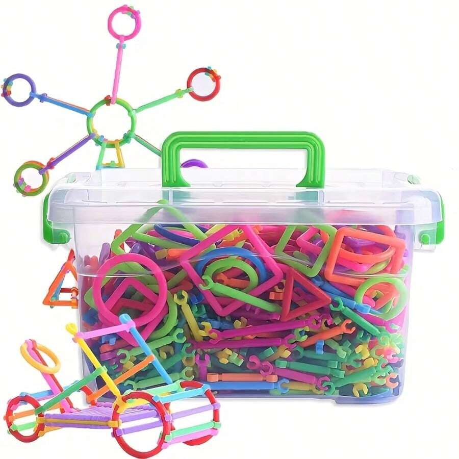 DIY Building Block Set, Random Color And Shape Geometric Construction Toy, Educational Interlocking Rods And Rings, Develops Hands-On Ability, Logical Thinking And Spatial Imagination, Classroom Activities And Creative Games, Colorful Design, Durable And Material, Not Easily Damaged, Rich Gameplay, Halloween And Christmas Gift.