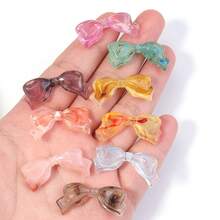 30pcs/Pack Acrylic Three-Color Gradient Bows, Colorful Transparent Bow Beads DIY Handmade Jewelry Earrings Bracelets Pendant Accessories, Jewelry Making Beads - Bow Bead - View 3