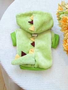 1pc Pet Clothes Dog Cat Clothing Autumn Winter Cute Plush Dinosaur Costume - Green - View 10