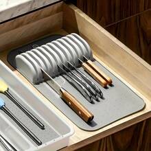 Giá cắm dao silicone 11 khe, kệ lưu trữ dao để bàn bếp, giá treo dao nhà bếp tiết kiệm không gian - Màu đặc - Xem 5