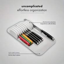 Giá cắm dao silicone 11 khe, kệ lưu trữ dao để bàn bếp, giá treo dao nhà bếp tiết kiệm không gian - Màu đặc - Xem 3