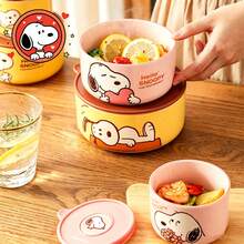 4-Inch Snoopy Airtight Food Storage Container, Cute Cartoon Ceramic Bowl With Lid, Microwave - Multicolor - View 6