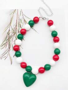1pc Macaron Color Dopamine Heart Beaded Necklace For Women - Batch Colors May Have Slight Variations - necklace - View 29