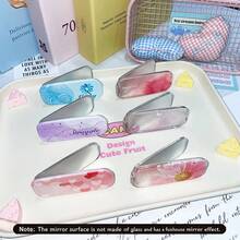 1pc Flower Heart Makeup Mirror Stand, Horizontal & Vertical Dual-Use Desktop Phone Stand - Multicolor - View 3
