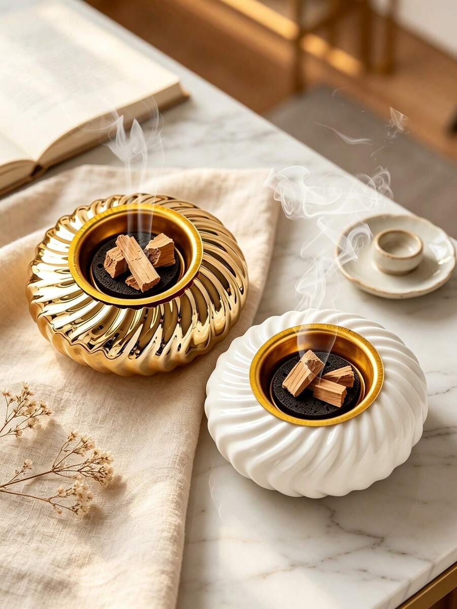 1件圓形陶瓷香爐,極簡精緻風格,優雅家居裝飾品,適用桌面與花園裝飾,適合節慶與冥想,完美禮品選擇 - 香爐 - 查看 1