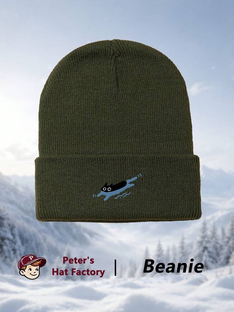 1pc Swimming Cat Print Knit Hat, Fashion Unisex Y2K Beanie, Windproof Warm Outdoor Hat, Ski Hat For Autumn/Winter - A - View 14