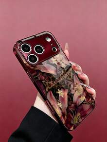 1件客製化姓名時尚手機殼，豹紋背景搭配粉紫色百合與金色星星圖案，酒紅色電鍍邊框，高清玻璃殼，適用於 Apple 18ProMax/17ProMax/16Pro/15/14Plus/13Pro/12ProMax/11/XsMax & S26Ultra/25Plus/24/23/22 & A36/A35/A33/A31/A26/A15/A13/Note20/10Pro 及其他系列機型，精準開孔，靈敏按鍵，全方位相機保護，個性化獨家，富有儀式感的絕佳禮物 - 酒紅色 - 查看 3