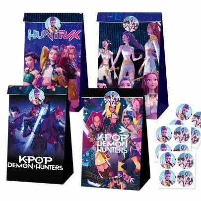 12 piezas Bolsas de almacenamiento con tema de personajes de anime de dibujos animados con 12 piezas de pegatinas, bolsas de dulces, bolsas de regalo, decoración de habitación y decoración de fiesta, ideal para Halloween, Navidad y decoración de fiesta, también un gran regalo sorpresa para fans, novio/novia, cumpleaños, regalo de graduación, adecuado para hombres y mujeres, también un gran regalo sorpresa para fans.