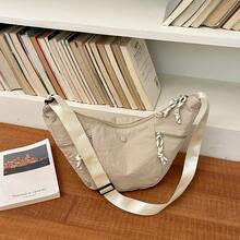 Lightweight Nylon Men's Crescent Crossbody Bag, Multi-Pocket Decorative Chain Shoulder Bag, Large Capacity Casual Travel Versatile Men's Bag - Multicolor - View 6