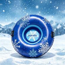 1pc 47 Inch Inflatable Heavy Duty Snow Tube, Thickened PVC Material With Hard Bottom And Handles, Winter Outdoor Family Entertainment - Multicolor - View 2
