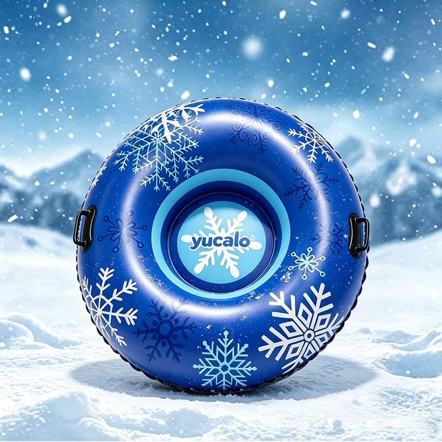 1pc 47 Inch Inflatable Heavy Duty Snow Tube, Thickened PVC Material With Hard Bottom And Handles, Winter Outdoor Family Entertainment