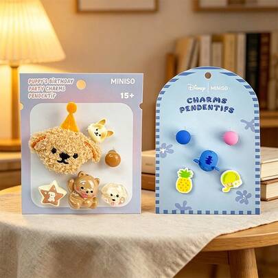 Miniso Hiasan Sepatu Pesta Ulang Tahun Anak Anjing, Ornamen Dekoratif Anjing Kartun Lucu, Aksesori Sepatu PVC Warna-warni untuk Sepatu Bakiak, Hadiah Dekorasi DIY untuk Anak-anak - 1 buah
