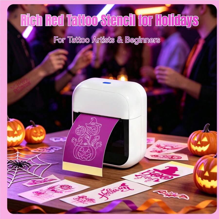 ORICO C50 Mini Thermal Printer, Tattoo Template Printer, Red Transfer Technology, Improved Recognition Rate, Compact Tattoo Equipment, Best Choice For Beginners And Tattoo Enthusiasts, Suitable For Tattoo Printing And Label Printing - Black and White - View 1