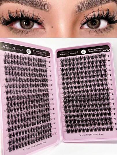 448 piezas/32 filas de racimos de pestañas postizas estilo manga, racimos de pestañas postizas estilo anime, pestañas postizas de aspecto natural, racimos de pestañas postizas estilo hada, aptas para principiantes, portátiles, reutilizables, adecuadas para uso diario