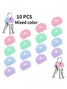 10/5/3/2/1pc Key Caps, Plastic Key Covers, Colorful Key Caps, Suitable For Home Keys, Office, Residential Keys, Key Head Protective Covers, Key Identifiers, Small Key Cap Labels, Easy Identification, Colorful Key Covers, Elastic Key Covers, Silicone Key Covers, Key Identification - Multicolor - View 9