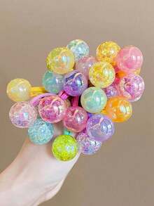 12/6pcs Mixed Color High Elasticity Candy Color Women's Hair Ties, Double-End Secure Non-Damaging Ponytail Hair Bands, Autumn Decorative Hair Accessories For Daily Wear - Multicolor - View 4