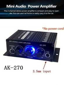 AK-270 HiFi Stereo Power Amplifier 400W 12V/24V 2.0 Channel Audio Amplifier For Home Car Theater System Portable Mini Power Amplifier - A - View 9