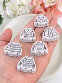 Beanie Sweater Clay Cutters For Earrings, Cute Acrylic Polymer Clay Earring Cutter Mold, Knitted Texture Layered Shape, Earring Making Supplies - White - View 5