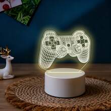 Lampu Malam Akrilik Motif Kontroler Game, Lampu Hias Meja Bertenaga USB dengan Cahaya Hangat, Ukiran Garis Kisi Halus, Lampu Samping Tempat Tidur dengan Suasana Gaming yang Keren, Gaya Tema Gaming, Cocok untuk Penggemar Game, Hadiah Ulang Tahun dan Liburan yang Kreatif - cahaya putih hangat - View 2