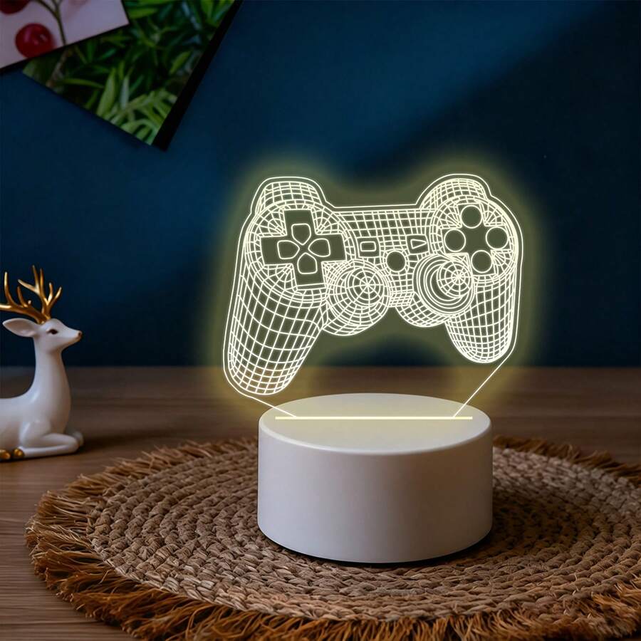 Lampu Malam Akrilik Motif Kontroler Game, Lampu Hias Meja Bertenaga USB dengan Cahaya Hangat, Ukiran Garis Kisi Halus, Lampu Samping Tempat Tidur dengan Suasana Gaming yang Keren, Gaya Tema Gaming, Cocok untuk Penggemar Game, Hadiah Ulang Tahun dan Liburan yang Kreatif